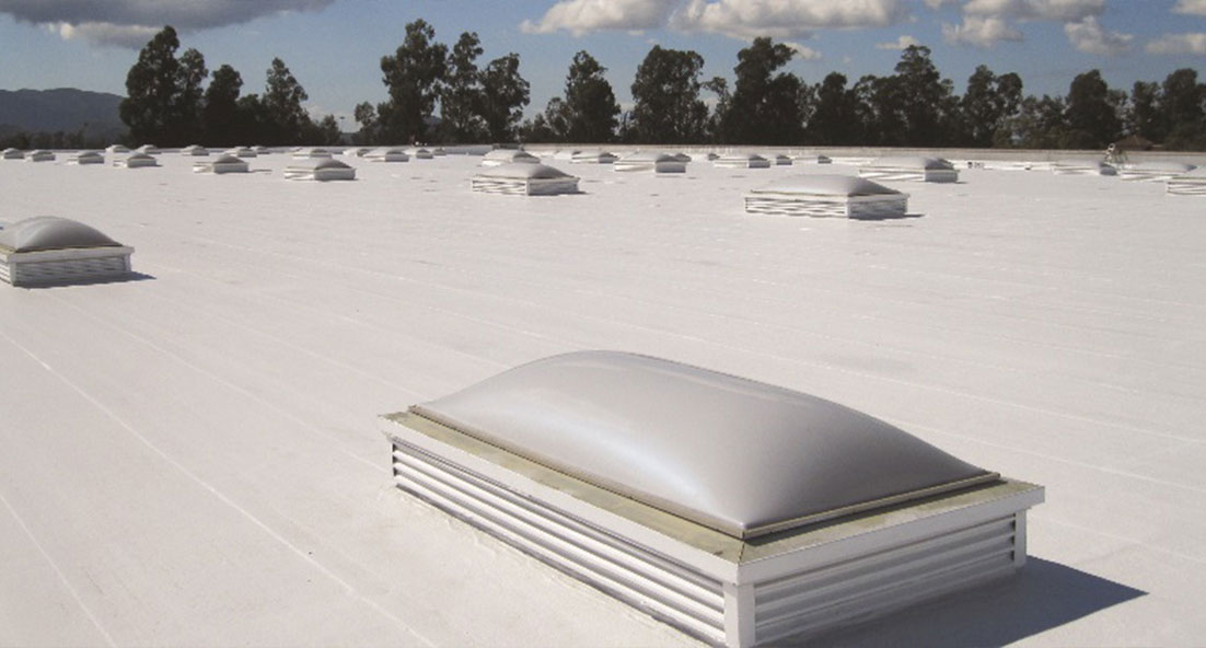 white-painted flat roof with roof lights