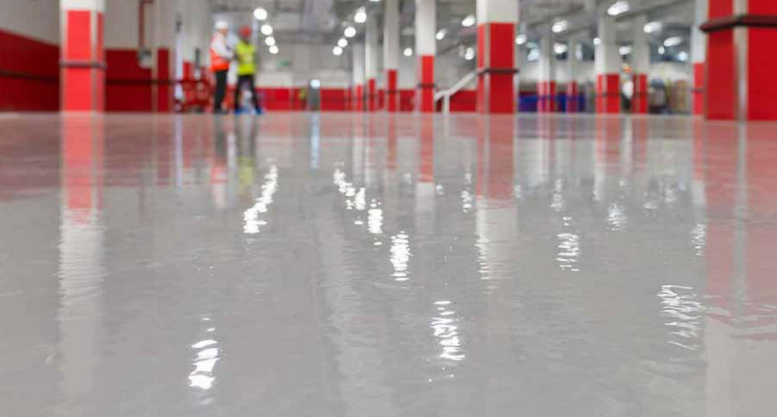 resin flooring in a warehouse
