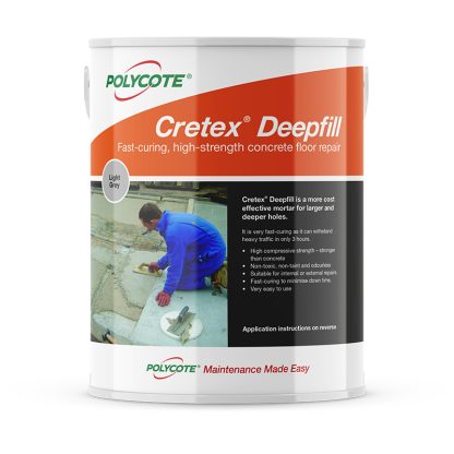 bucket of fast curing concrete floor repair