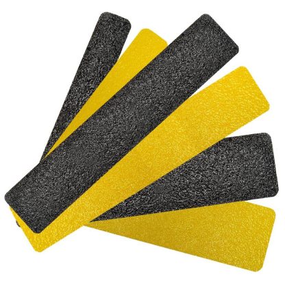 black and yellow ani-slip stair treads