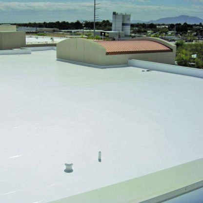 white roof top on commercial building