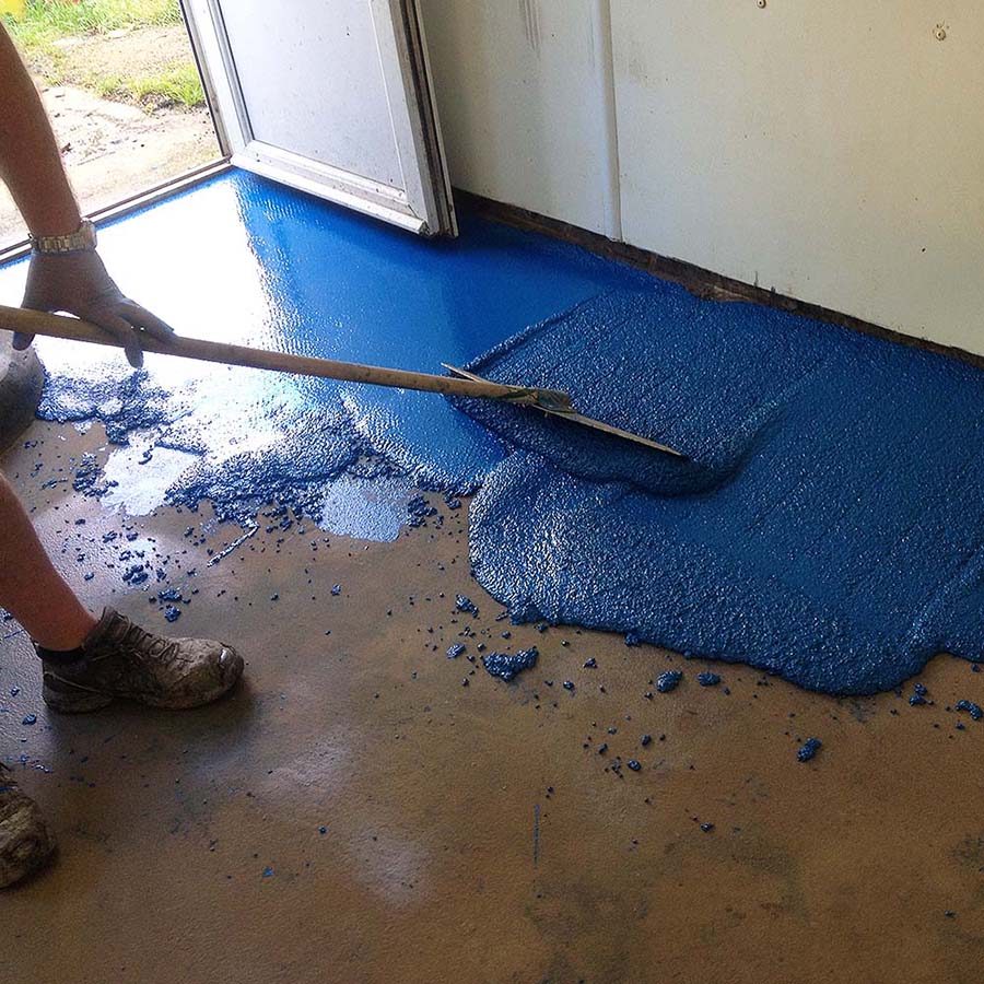 Self levelling cement screed warehouse blue floor