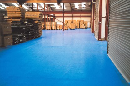 blue warehouse floor