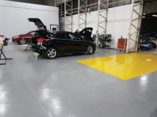yellow and grey garage floor
